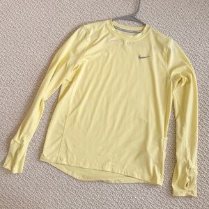 Nike Dri-Fit long sleeve yellow running layering shirt Small like NEW
